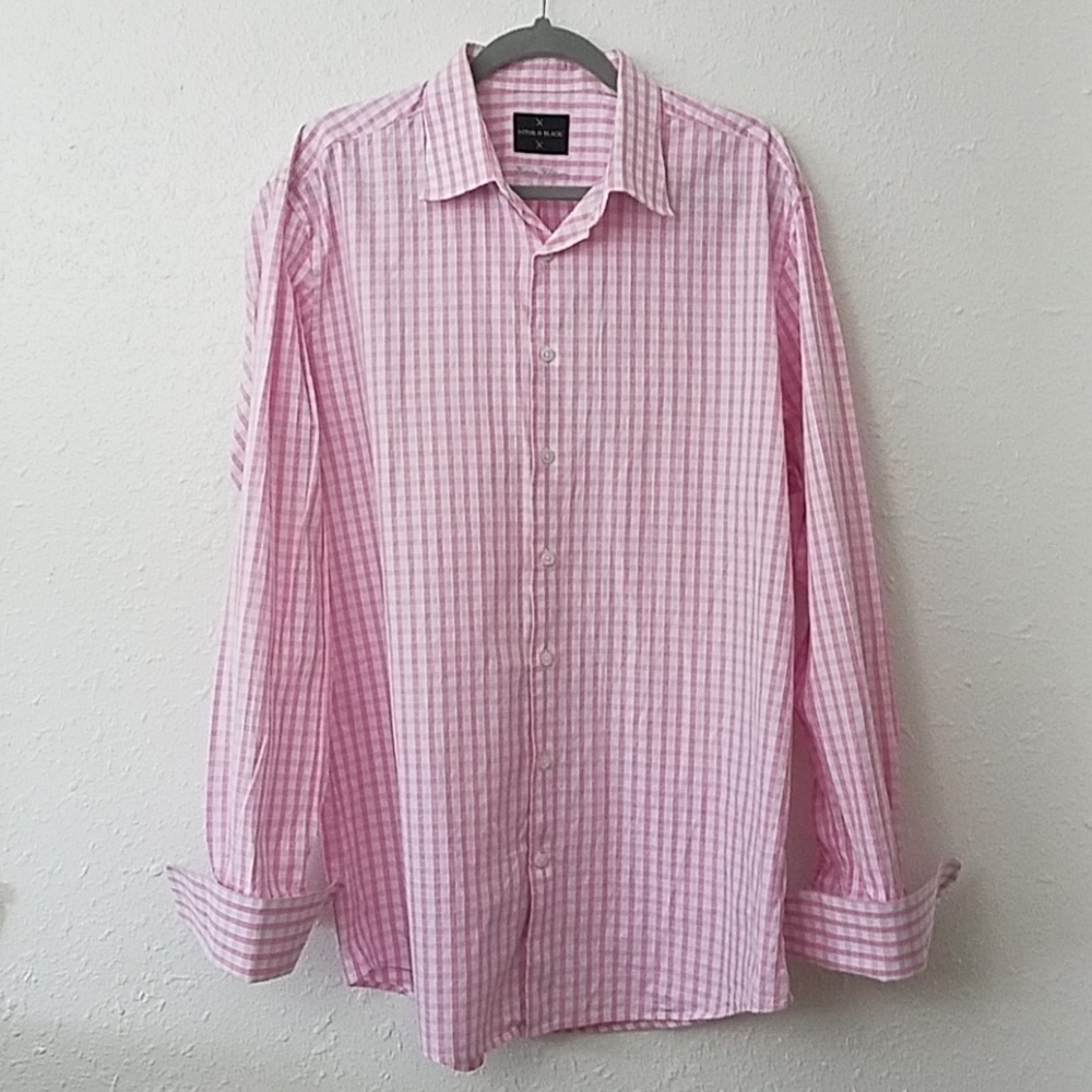 𝅺astor & Black Button front shirt pink checked XL?